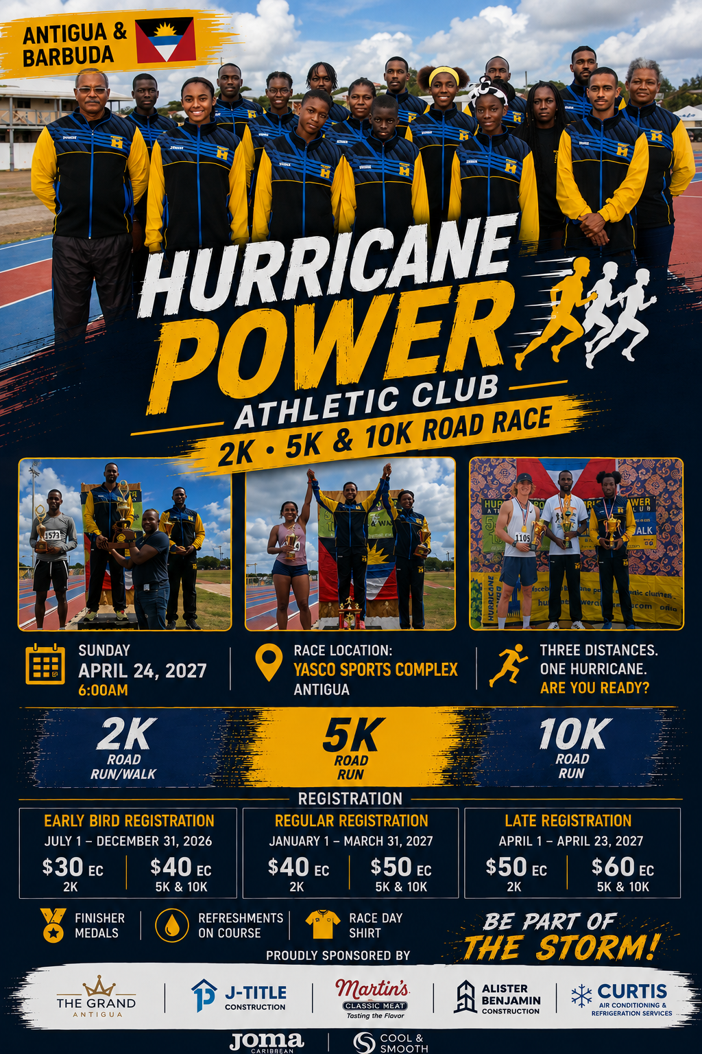 Official flyer for the 2027 Hurricane Power 2K, 5K and 10K Road Race